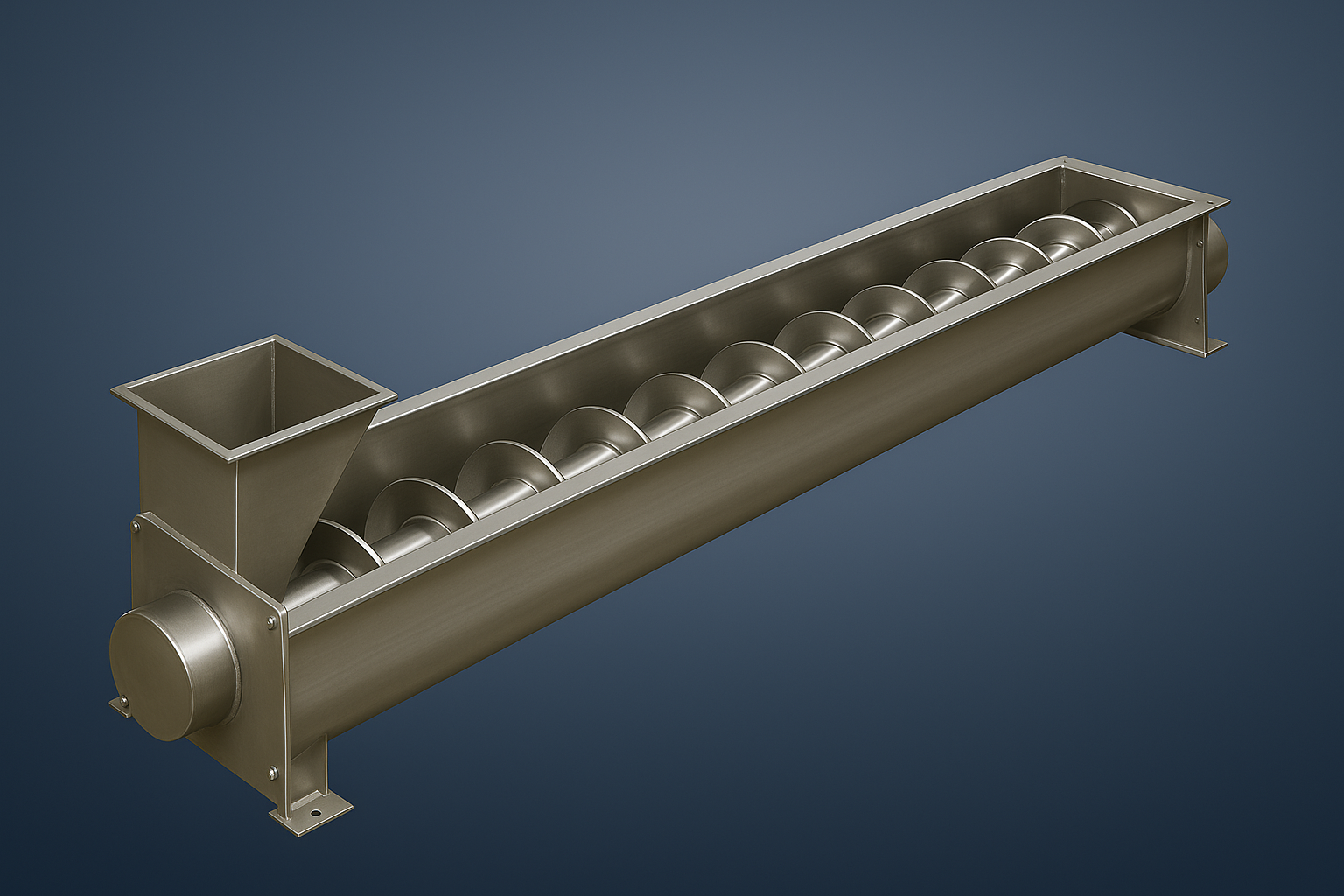 U-Trough Screw Conveyor for Horizontal Transport